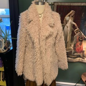 THREAD+SUPPLY Furry Coat w/Lapel Collar No Closure Rip in Lining See Photos